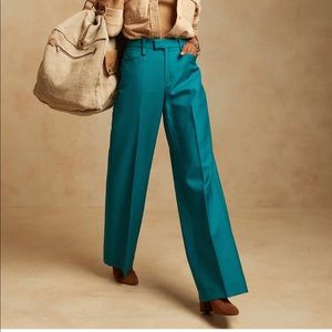 Banana Republic Petite High-Rise Wide-Leg Italian Wool Pant NWT Spruced Up Green